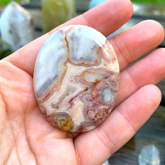 Cleansed Healing Crystal Palm Stone Agate - Picture 3 of 3